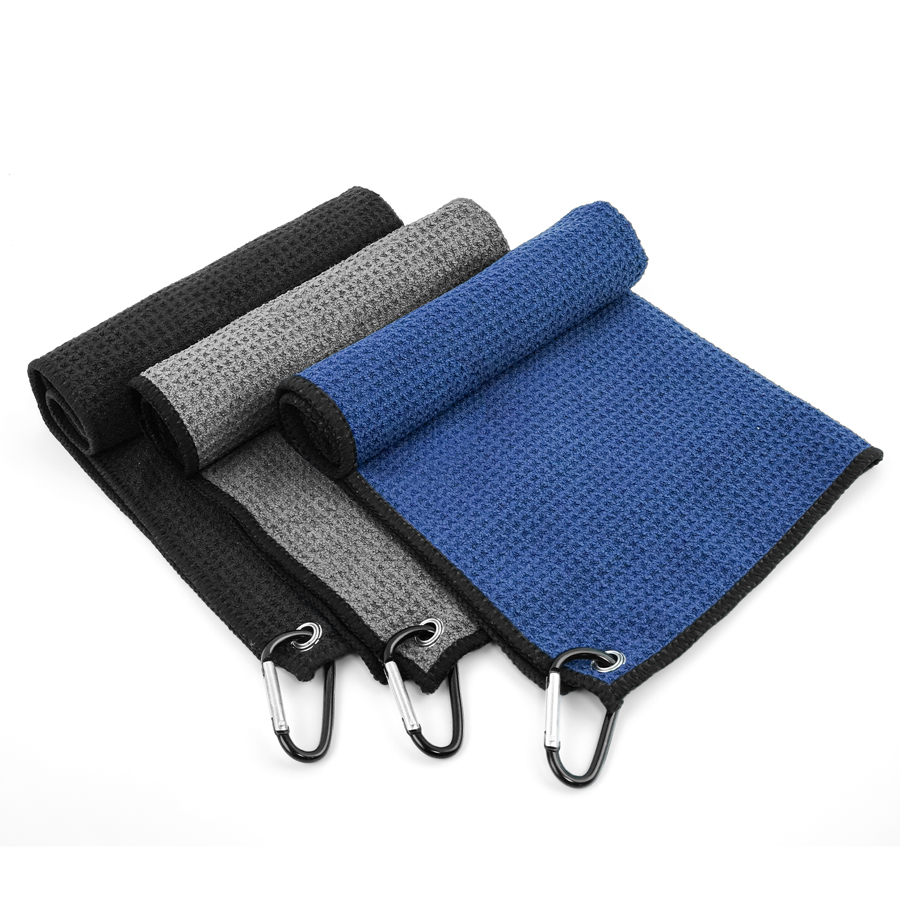 Golf Towel Waffle - Microfiber Golf Towel With Carabiner Clips