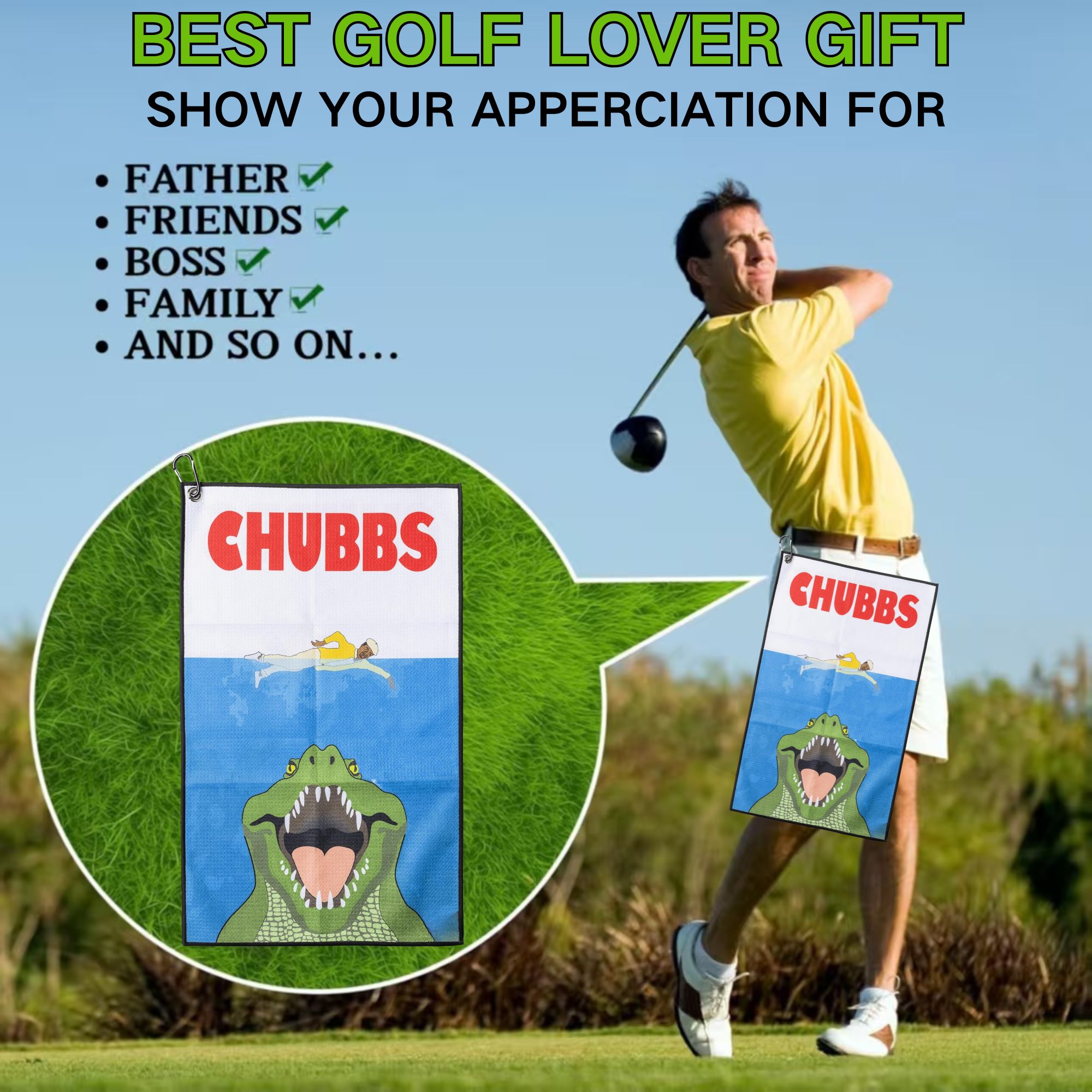 Fun Happy Gilmore Design Golf  - đánh giá và giá Golf Towel Waffle